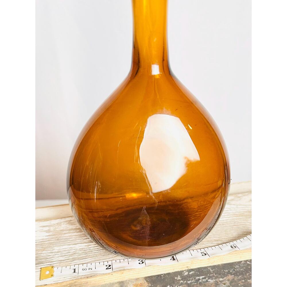 Blenko CW 12 Amber Glass Handblown Bottles, Wine decanters